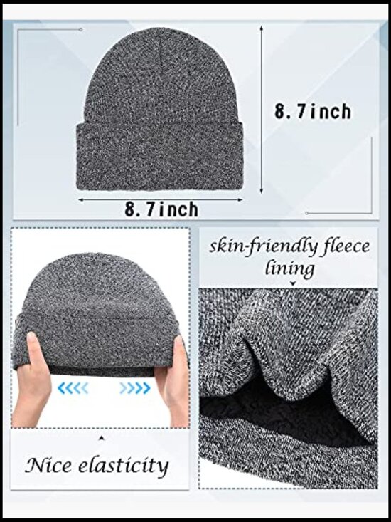 6-Piece Winter Hat Scarf Gloves Set with Touchscreen Gloves, Acrylic & Polyester